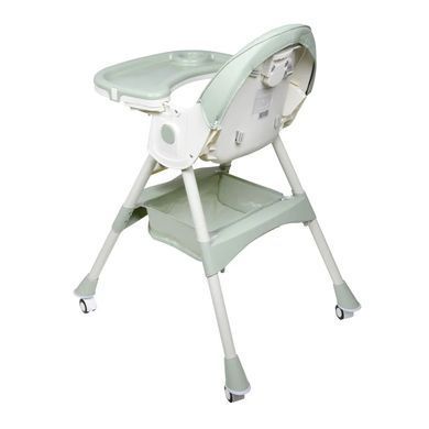 Дитячий складний стільчик для годування на колесах Kidoro One ST-6540 сидіння екошкіра, Зелений