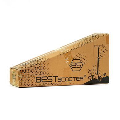 Детский трехколесный самокат Best Scooter MAXI L-9844 со складным рулем, фарой и светящимися колесами, Кораллово-фиолетовый "Русалочка"