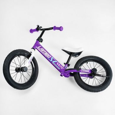 Беговел (велобег) детский CORSO L-0935 Lambo c надувными резиновыми колесами 14" и подножкой, Синий