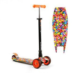 Дитячий триколісний самокат Best Scooter S - 10808 MAXI зі знімним кермом і колесами, що світяться, Вогонь та лід