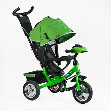 Дитячий велосипед-коляска з ручкою Best Trike 6588/67-012 колеса зі спіненої гуми, музика та світло, Джинсово-сірий