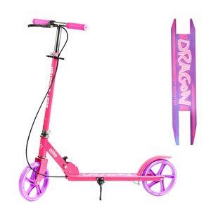 Дитячий двоколісний самокат Best Scooter Dragon D-89726 зі складною конструкцією та ручними гальмами, Жовтий