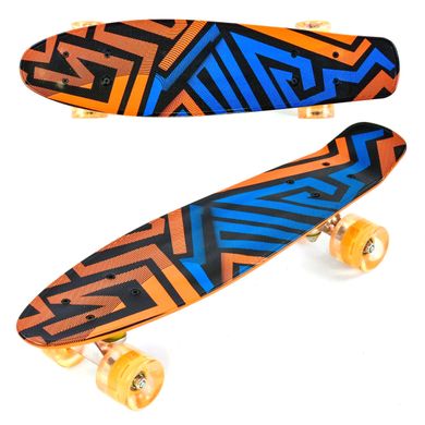 Пенні борд (Penny Board) F 9797 Best Board 22" з колесами, що світяться, і малюнком на деці, Фіолетовий з кольоровими смужками