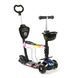 Дитячий триколісний самокат Best Scooter 30605 5 в 1 із сидінням та батьківською ручкою, з малюнком, Чорний з динозаврами