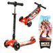 Детский трехколесный самокат Best Scooter MAXI L-9844 со складным рулем, фарой и светящимися колесами, Кораллово-фиолетовый "Русалочка"