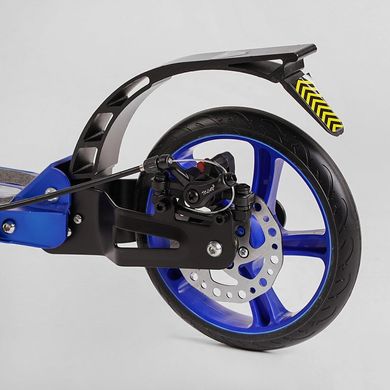 Дитячий двоколісний самокат Best Scooter Factor BS-98033 зі складною конструкцією, двома амортизаторами, ручними дисковими гальмами та підсклянником, Чорно-помаранчевий