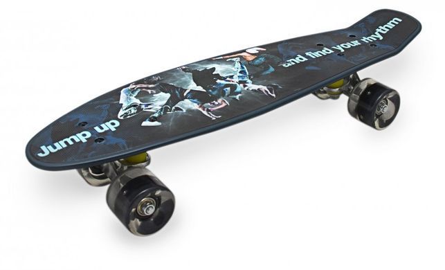 Пенні борд (Penny Board) Maraton ALFA 22" з колесами що світяться, Череп
