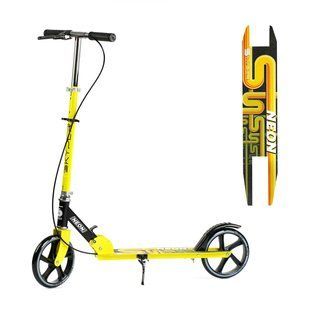 Дитячий двоколісний самокат Skyper Neon N-81483 зі складною конструкцією та ручними гальмами, Жовтий