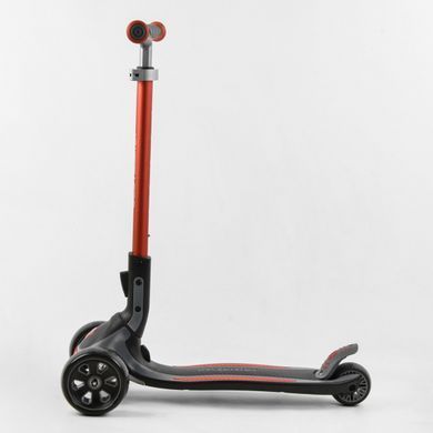 Детский трехколесный самокат Best Scooter G- 43304 MAXI со складной конструкцией и светящимися колесами, Красный