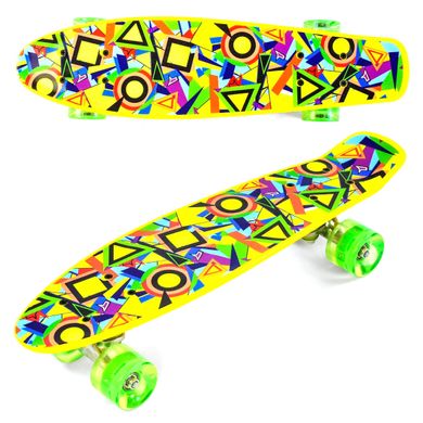 Пенні борд (Penny Board) Р 13609 Best Board 22" з колесами, що світяться, і малюнком на деці, Кольорові розводи