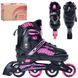 Детские раздвижные ролики Profi Roller 4150, PU колеса, размер 29-33, Бело-розовые