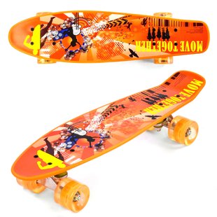 Пенні борд (Penny Board) Р 13609 Best Board 22" з колесами, що світяться, і малюнком на деці, Кольорові розводи