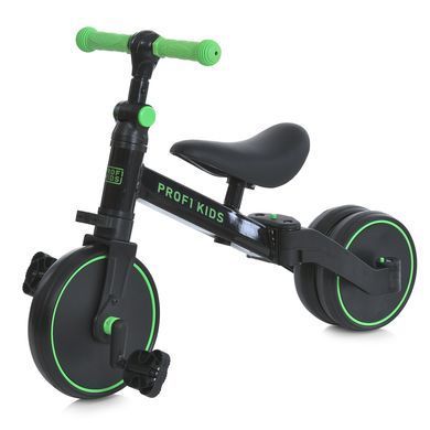 Велосипед-біговел (велобіг) дитячий триколісний PROFI KIDS MBB 1008-3 з педалями та складаним кермом, Чорно-рожевий