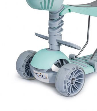 Дитячий триколісний самокат Scooter Smart 5 в 1 з сидінням, батьківською ручкою та колесами, що світяться, Пастельно-рожевий
