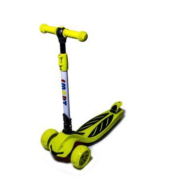 Детский трехколесный самокат Scale Sports Smart со складной конструкцией и светящимися колесами, Желтый