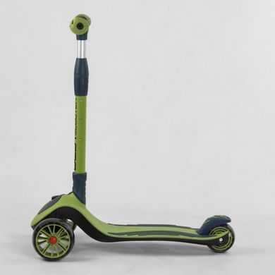 Дитячий триколісний самокат Best Scooter С-04909 зі складним кермом і колесами, що світяться, Зелений