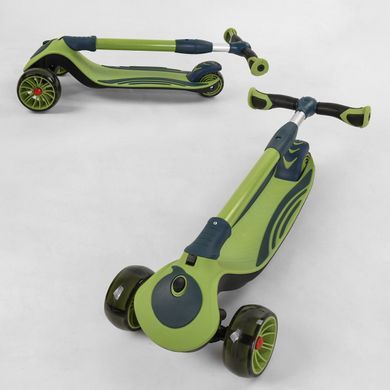 Дитячий триколісний самокат Best Scooter С-04909 зі складним кермом і колесами, що світяться, Зелений