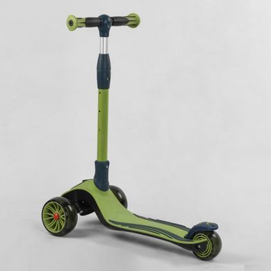 Дитячий триколісний самокат Best Scooter С-04909 зі складним кермом і колесами, що світяться, Зелений