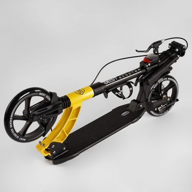 Детский двухколесный самокат Best Scooter D-71057 со складной конструкцией, двумя амортизаторами и ручным дисковым тормозом, Бело-розовый