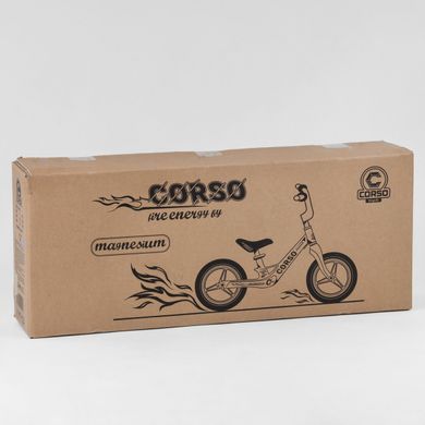 Біговел (велобіг) дитячий CORSO 76360 Energy з надувними гумовими колесами 12", магнієвими рамою та кермом, Рожевий