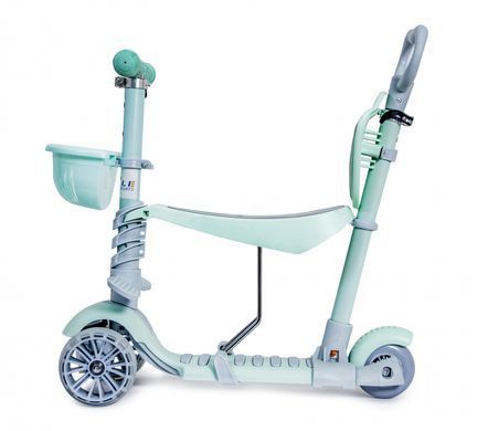 Дитячий триколісний самокат Scooter Smart 5 в 1 з сидінням, батьківською ручкою та колесами, що світяться, Пастельно-рожевий