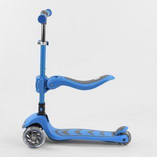 Дитячий триколісний самокат-біговел Best Scooter Т-07196 зі знімним сидінням, складним кермом і колесами, що світяться, Салатовий