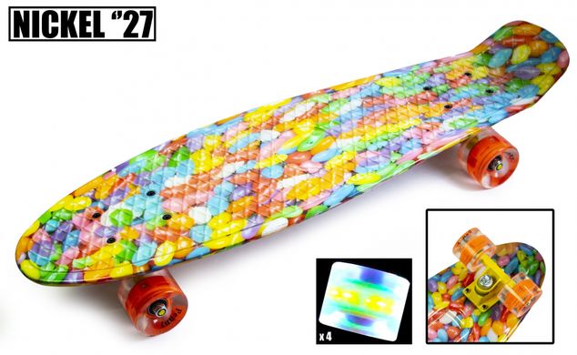 Пенні борд (Penny Board) Nickel 27" з колесами що світяться, Versicolor