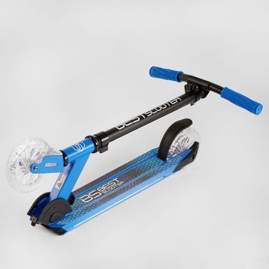 Детский двухколесный самокат Best Scooter J-1975 со складной конструкцией и подсветкой дисков колес, вилки и деки, Фиолетовый